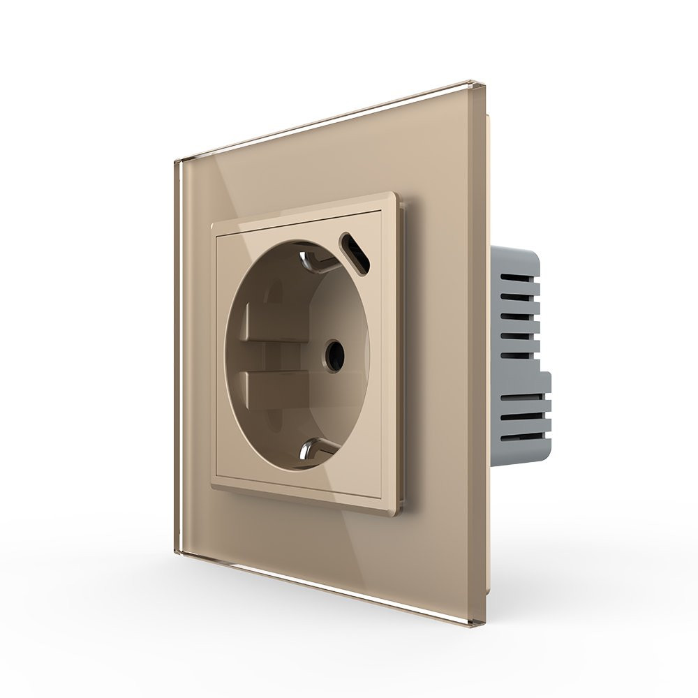 LIVOLO Електрична розетка з USB Type-C 18Вт для зарядки, з заземленням, LIVOLO, золота, скляна Коломия - фото 7