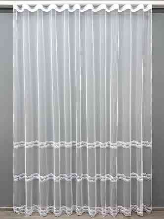 Тюль VR-Textil 1822т Грек-сетка с вышивкой и люрексом цвет Белый 300х270 см (42-0806) Киев