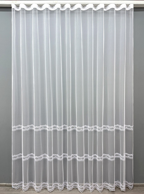 Тюль VR-Textil 1822т Грек-сетка с вышивкой и люрексом цвет Белый 300х270 см (42-0806) Киев - изображение 2