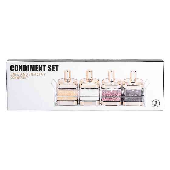 Yiwu Набір банок для сипучих продуктів 4 штуки 350 мл скляні на підставці HP-1340 Коломыя