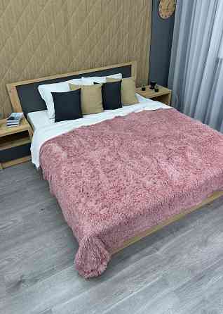 Плед-покривало 200х230 см (+-10см) Травка на овчині колір рожевий з білим (87-215) Київ