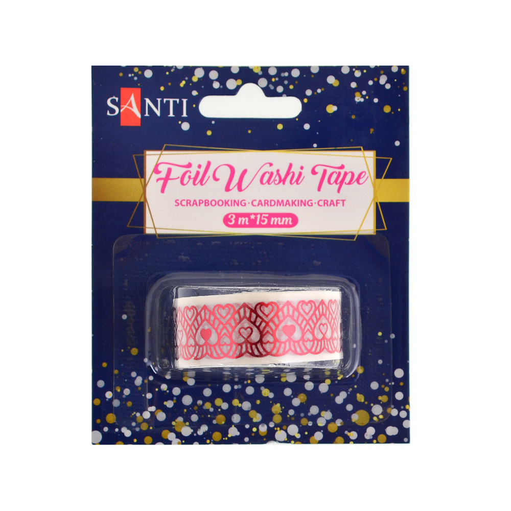 Стрічка паперова фольгована самоклеюча "Santi""З любов'ю" червона, 3 м*15 мм, 742378, шт Київ - фото 1