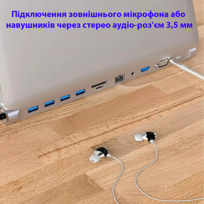 Порт-реплікатор Dynamode 11-in-1 USB-C to HDTV 4K/30Hz, VGA, 1хUSB3.0, RJ45, Type-C PD, Audio, SD/MicroSD (BYL-2003) Вінниця - фото 3