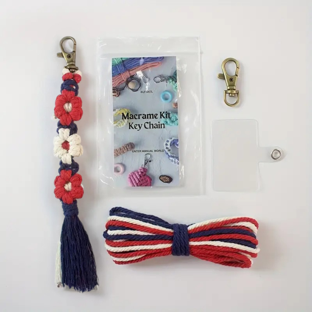 Набор макраме для ручного плетения и вязания брелока 