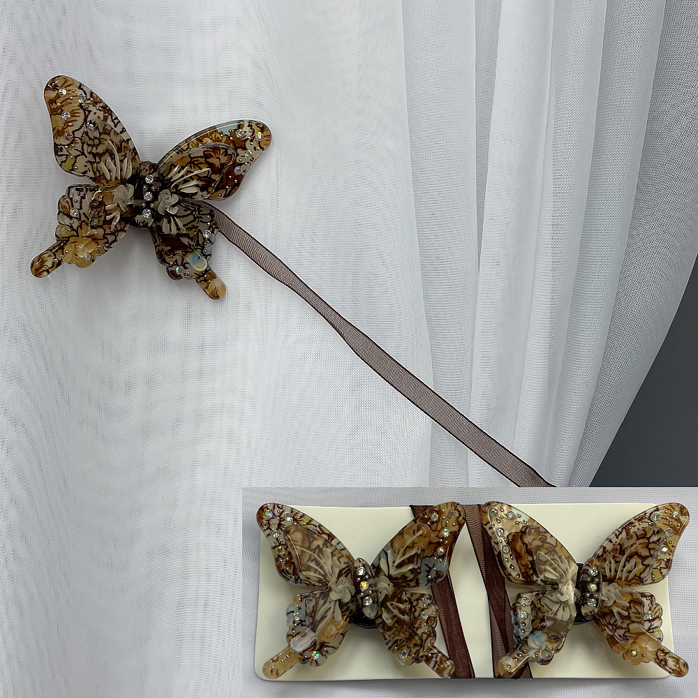 Магниты для штор и гардин Бабочка Люси набор 2 шт Коричневый (81-169) Киев - изображение 1