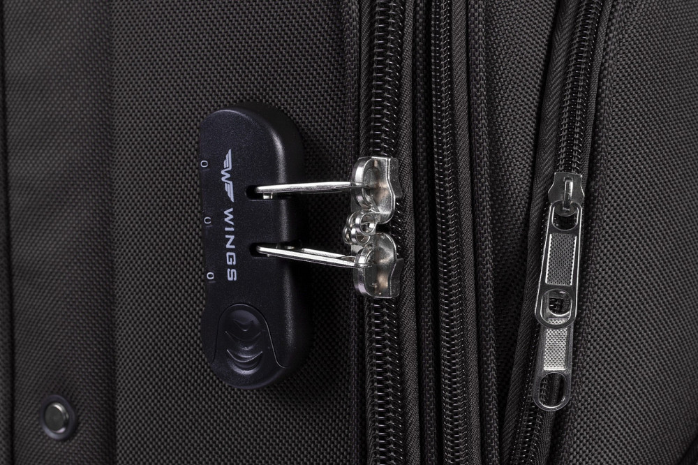 Чемодан тканевый WINGS 1708 большой с улыбкой 4 колеса 75 см Черный Киев - изображение 2