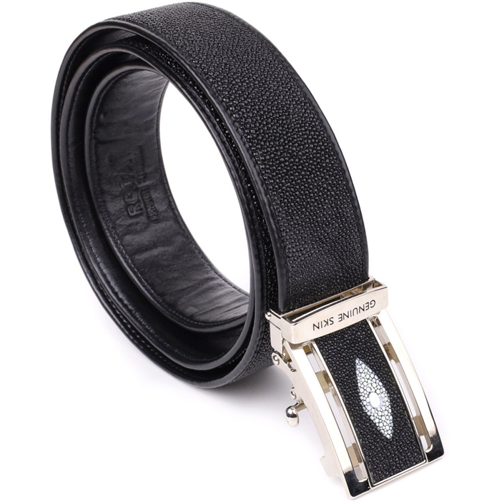 Ремень-автомат STINGRAY LEATHER 18203 из натуральной кожи морского ската Черный Киев - изображение 7