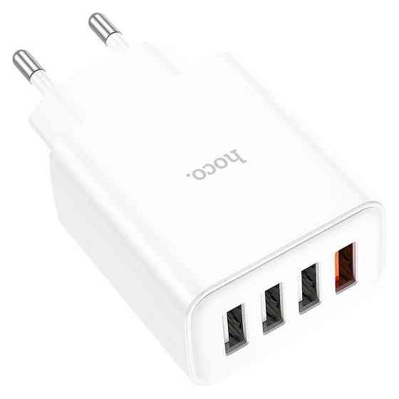 Мережевий зарядний пристрій HOCO C102A Fuerza QC3.0 four-port charger, колір білий 6931474777713 Одеса