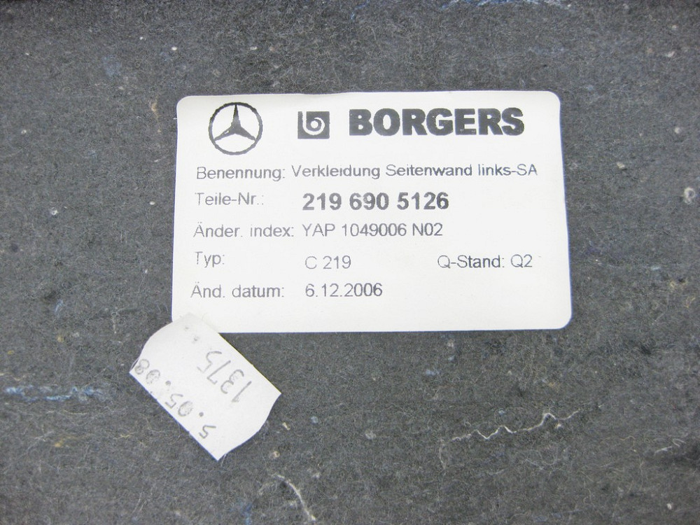 Mercedes-Benz  A2196905126 9F08 Обшивка багажника ліва CLS C219 Одеса - фото 7