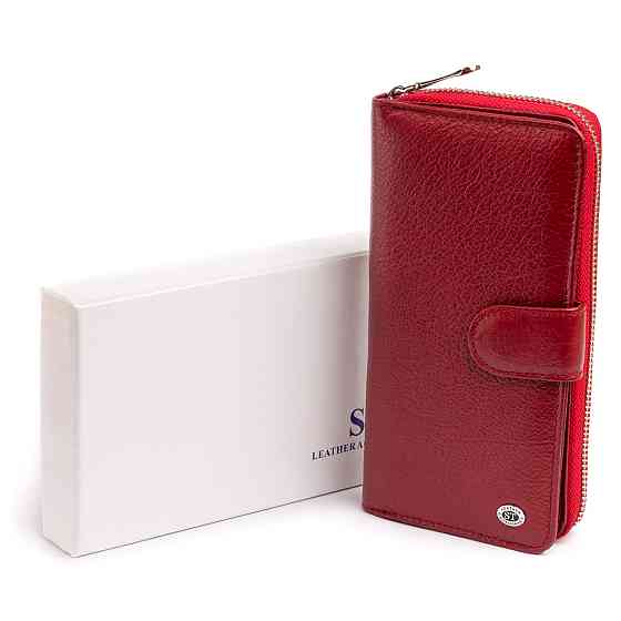 Вертикальный вместительный кошелек из кожи женский ST Leather 19307 Бордовый Киев