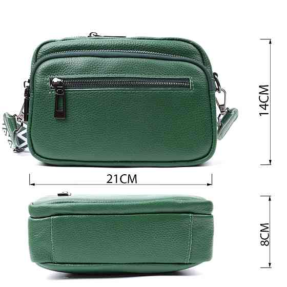 Яркая женская сумка с накладным карманом из натуральной кожи Vintage 22639 Зеленая Киев