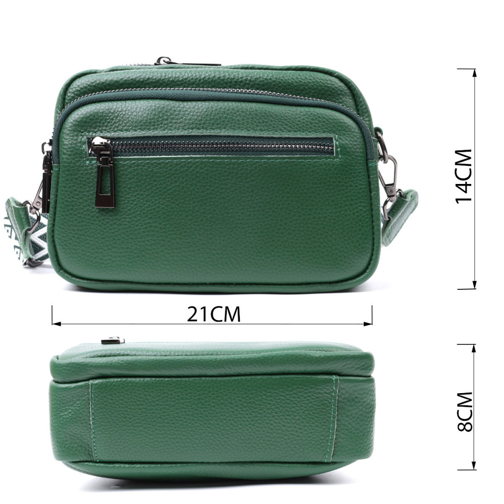 Яркая женская сумка с накладным карманом из натуральной кожи Vintage 22639 Зеленая Киев - изображение 3