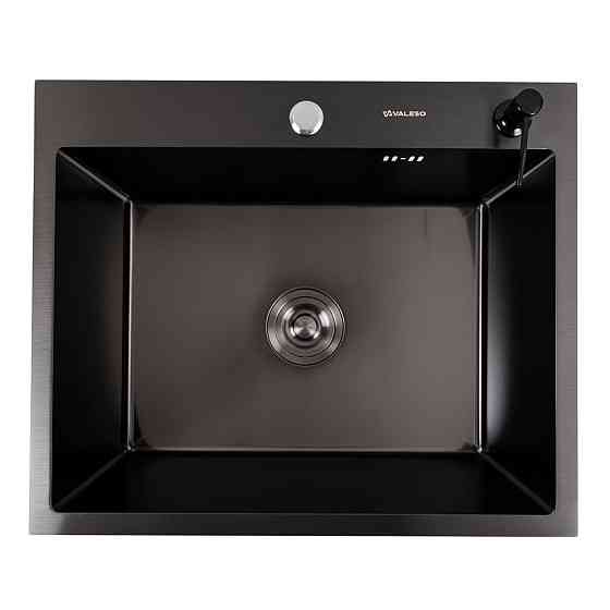 Кухонна мийка чорна 60*50 PVD VALESO Handmade (сифон круглий, 3,0/0,8) Коломыя