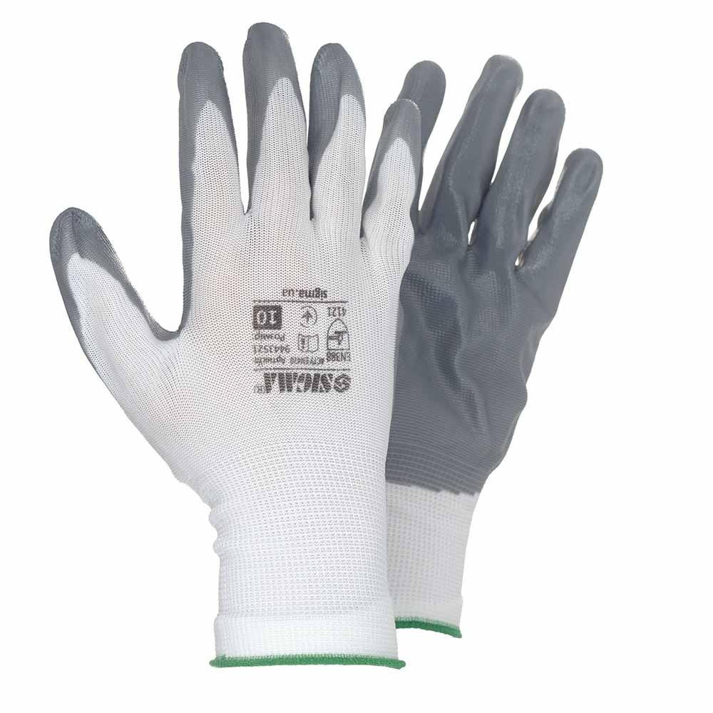 Рукавички трикотажні з частковим нітриловим покриттям р10 (сірі, манжет) SIGMA (9443521) Рівне - фото 1