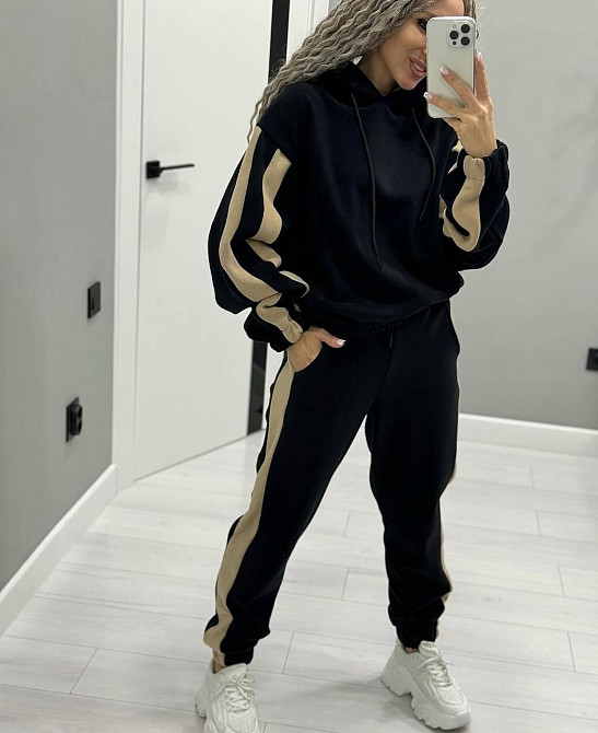 Жіночий спортивний костюм двосторонній фліс dabl Туреччина Чорний, 46/48 Одеса - фото 1