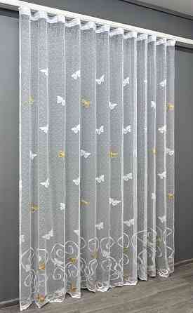 Тюль VR-Textil 1886т Жакард Білий з коричневим 300х270 см (42-0843) Київ