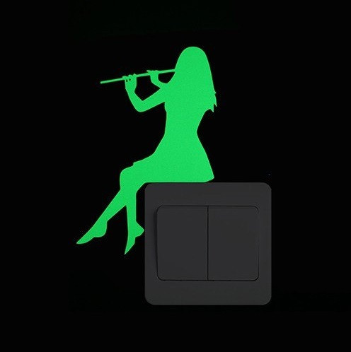 Фосфорная наклейка на выключатель Девушка 10 на 15 см салатовый Киев - изображение 1