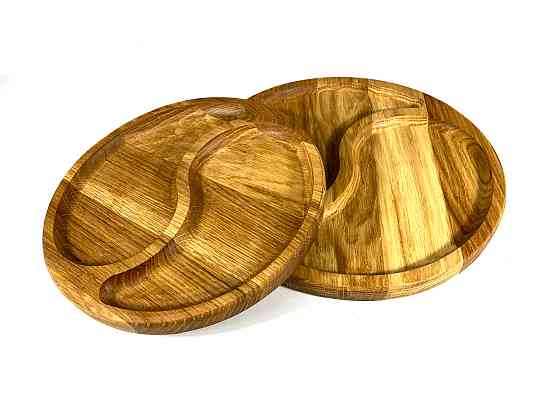 Комплект деревянных тарелок из натурального дерева диаметр 25 см и 30 см, высота 2 см Каменец-Подольский