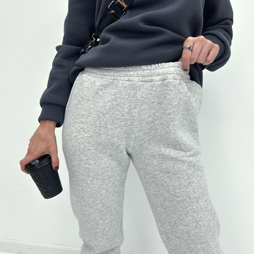 Жіночі спортивні штани на флісі "Mirage" Турція оптом | Норма і батал Сірий, 50-52 Київ - фото 7