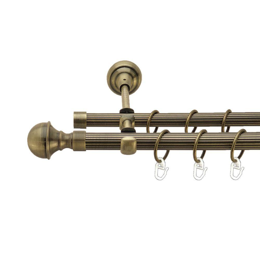 Карниз Orvit Бостон металевий дворядний відкритий рифлена труба кільце металеве Антик 19\16 мм 300 см (00-00017334) Львів - фото 1