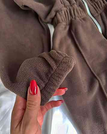 Женский теплый комбинезон на молнии с капюшоном из двухстороннего флиса Шоколад, 42/44 Одесса