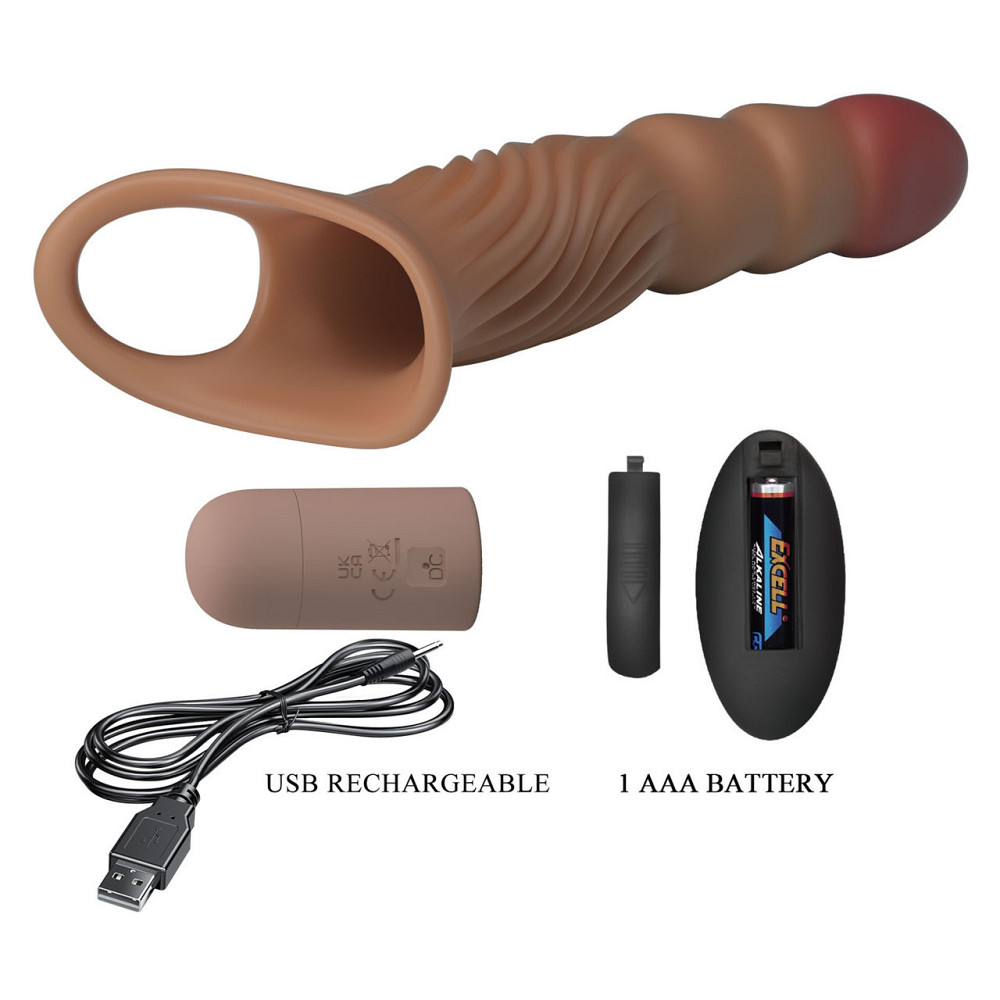 Насадка на член — Pretty Love Vibrating Penis Sleeve Extender Sex Aura Київ - фото 10