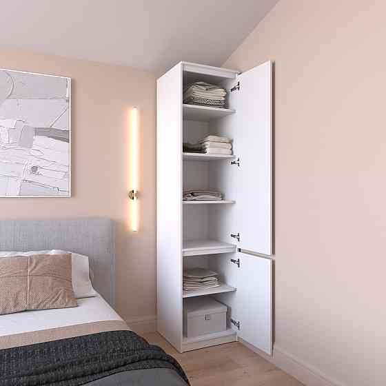 Шафа пенал VAYS R-22 Антрацит-Білий фасад, з полицями, ЛДСП, 50×50×211 см - для одягу, білизни, зберігання, спальня, передпокій Львів