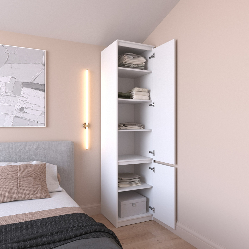 Шафа пенал VAYS R-22 Антрацит-Білий фасад, з полицями, ЛДСП, 50×50×211 см - для одягу, білизни, зберігання, спальня, передпокій Львів - фото 2
