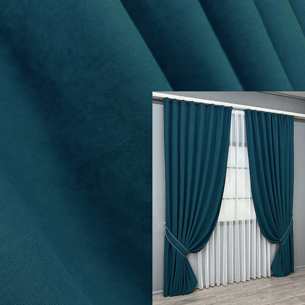 Комплект готових штор VR-Textil Мікровелюр Petek № 1494ш Смарагдовий 200х290 см 2 шт (32-341) Київ - фото 1