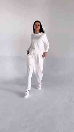 Жіночий повсякденний прогулянковий костюм двойка двонитка Білий, 48/52 Одеса