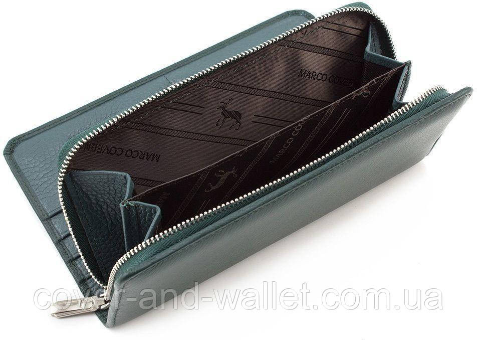 Жіночий шкіряний гаманець клатч на блискавці зеленого кольору Marco Coverna MC 6056 Київ - фото 5