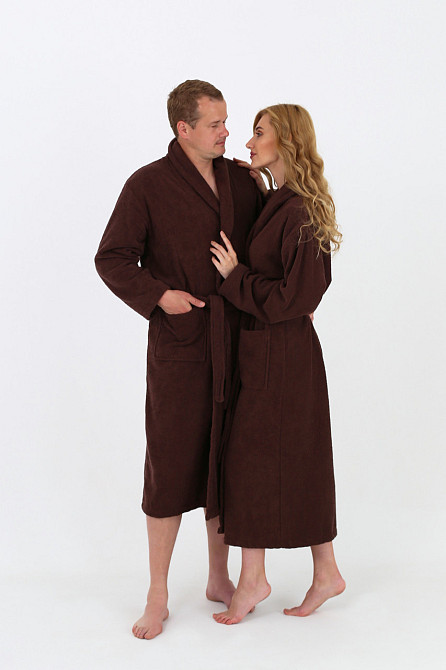 Чоловічий махровий халат Ideal Textile ХL коричневий (56860507) Чернівці - фото 6