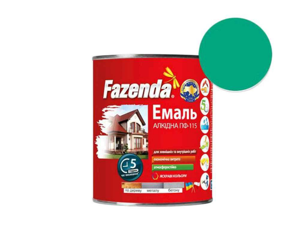 Эмаль алкидная ПФ-115 Бirюзовый 0,9кг ТМ FAZENDA Solmir Киев - изображение 1