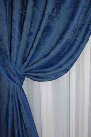 Комплект штор на люверсах VR-Textil Жакард Sultan XO № 1149ш Синій 150х250 см 2 шт (37-0091) Київ