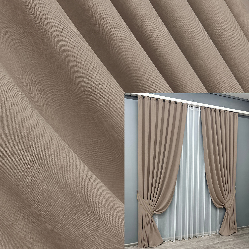 Шторная ткань микровелюр Petek YL цвет какао 2016ш Киев - изображение 7