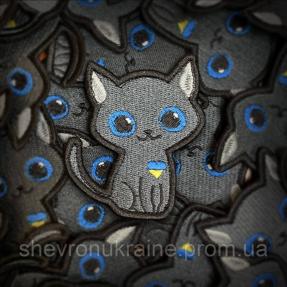 Шеврон милый котик (Форма контурна. На липучке) Размер 8x6.5см Киев - изображение 1