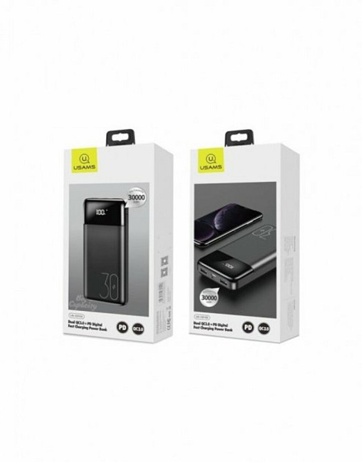 Зовнішній акумулятор Usams US-CD103  PB38 Dual QC3.0+PD Digital Power Bank 30000mAh Black Киев - изображение 2