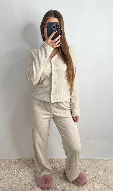 Женский трикотажный костюм на тёплую погоду Бежевый M-L Харьков - изображение 4