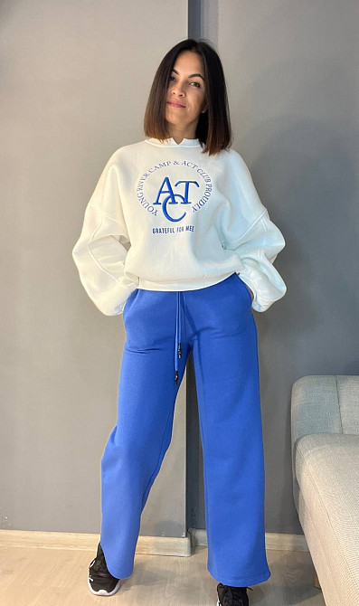 Свитшот женский OLIVIA 2479 широкий оверсайз утепленный вышивка рисунок one size, белый, one size Киев - изображение 8