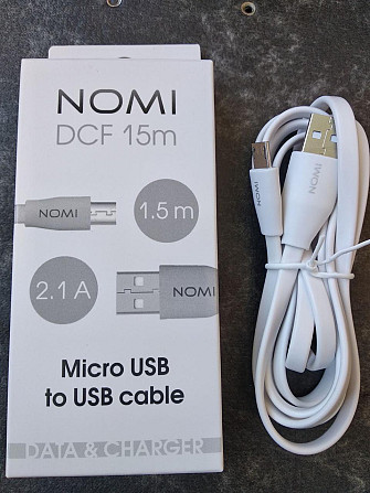 Кабель USB 2.0 Тип A і Micro-USB 2.0 Тип B 1.5 м Nomi DCF 15m USB micro 1.5м, белый Полтава - изображение 1