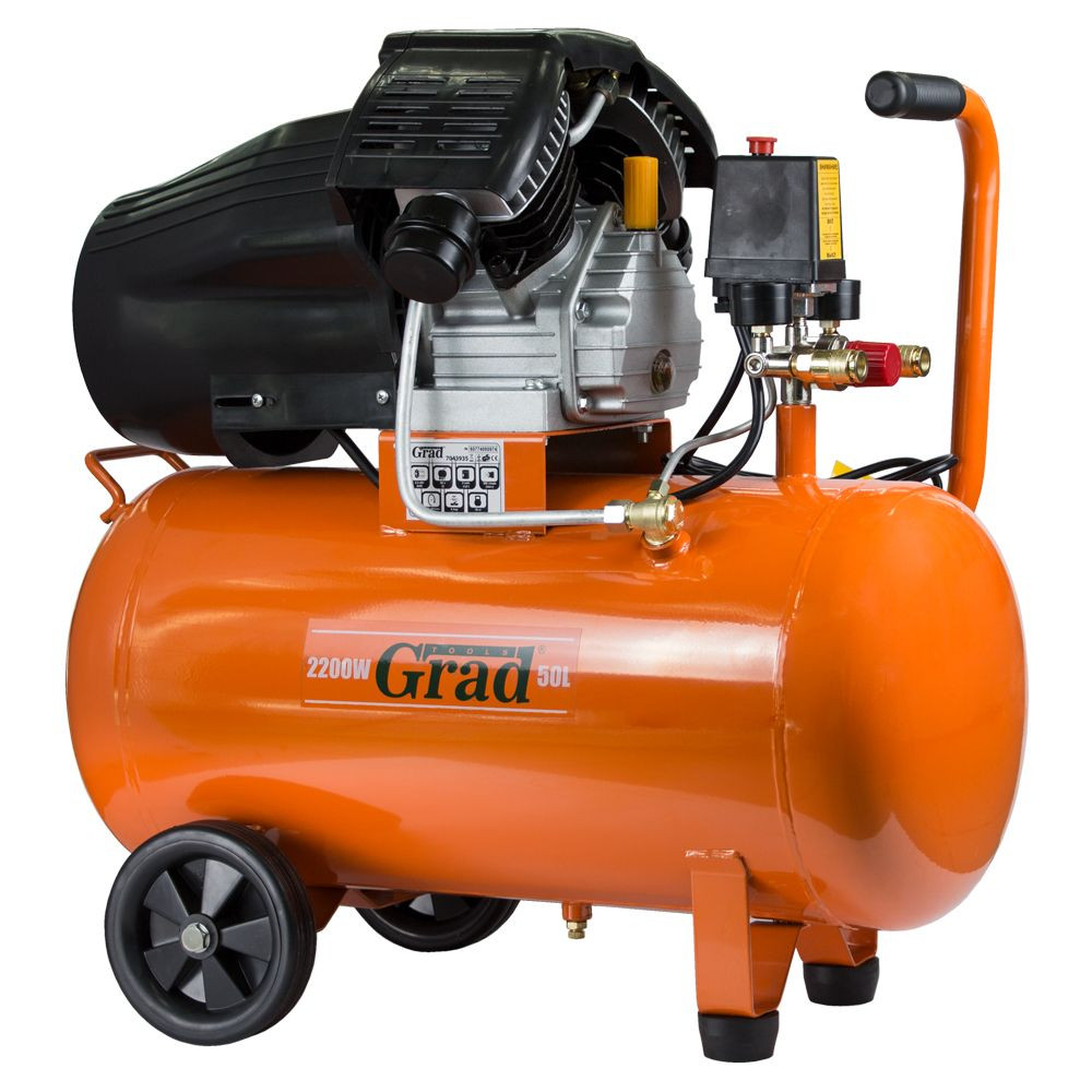 Grad Компрессор двухцилиндровый (V) 2.2кВт 386л/мин 8бар 50л (2 крана) GRAD (7043935) Коломыя - изображение 8