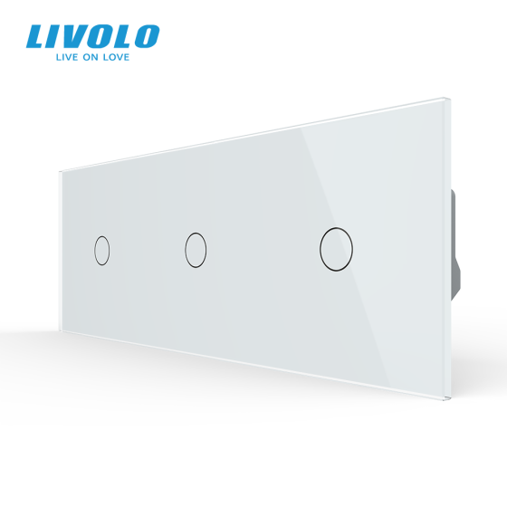LIVOLO Сенсорний вимикач 3 сенсора (1-1-1) Livolo білий скло (VL-C701/C701/C701-11) Коломыя