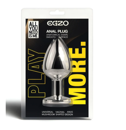 Анальна пробка із кристалом EGZO - Silver Round Plug Aqua size M Sex Aura Київ