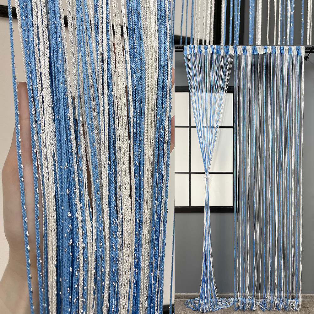 Шторы-нити с люрексом Голубой с белым 300х300см 1 шт (61-071) Киев - изображение 1