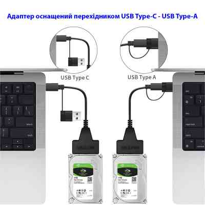 Адаптер USB3.0 Type-A/C HDD 2,5&quot; SATA II/III / SSD Dynamode (DM-AD-SATA-U3) Вінниця