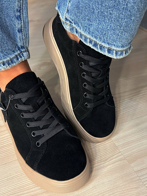 Кеди жіночі Hengji 85-9 натуральний замш на платформі чорні, 36, 23,5 см Київ - фото 19