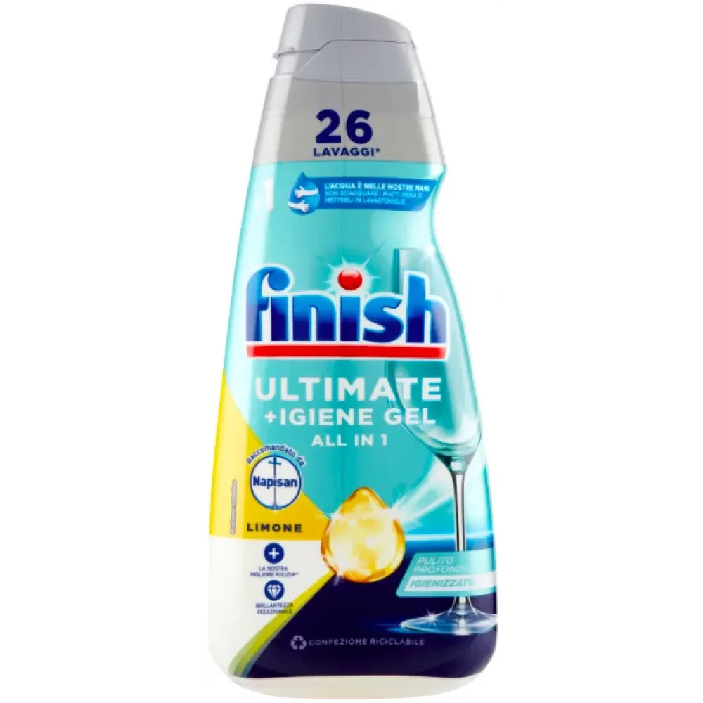 Засіб для миття посуду в посудомийних машинах Finish Ultimate Igiene Gel Napisan Lemon дезінфікуваль Львів - фото 1