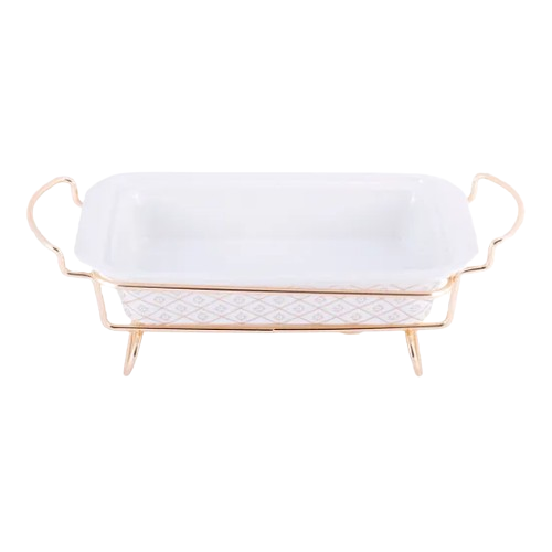 Марміт прямокутний 1,3л 30,5*19*6см кераміка скляна кришка + метал.підставка 6416 KAMILLE Житомир - изображение 5