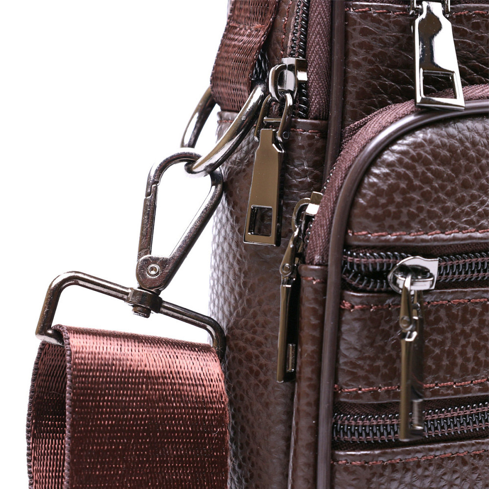 Практична шкіряна чоловіча сумка Vintage 20670 Коричневий Київ - фото 6