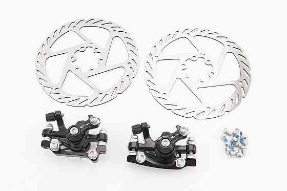Гальмо Disk-brake переднє (F160/R140мм)+заднє (F180/R160мм), диски 160мм, кріпл. 6 болтів, чорні DX-2018 Київ